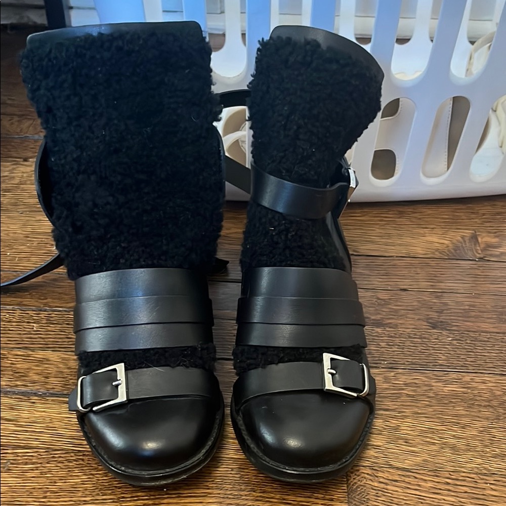 IRO Black Sherpa Strappy Boots